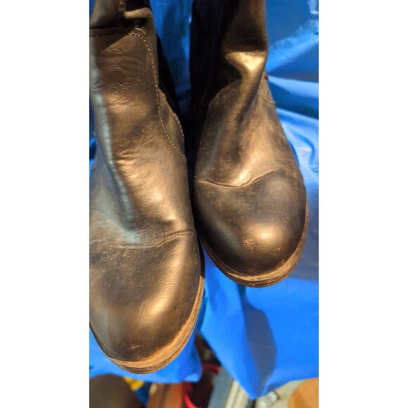 Womens sz 8.5 black knee high boc boots leather upper with  Zipper & buckle US - Picture 2 of 10